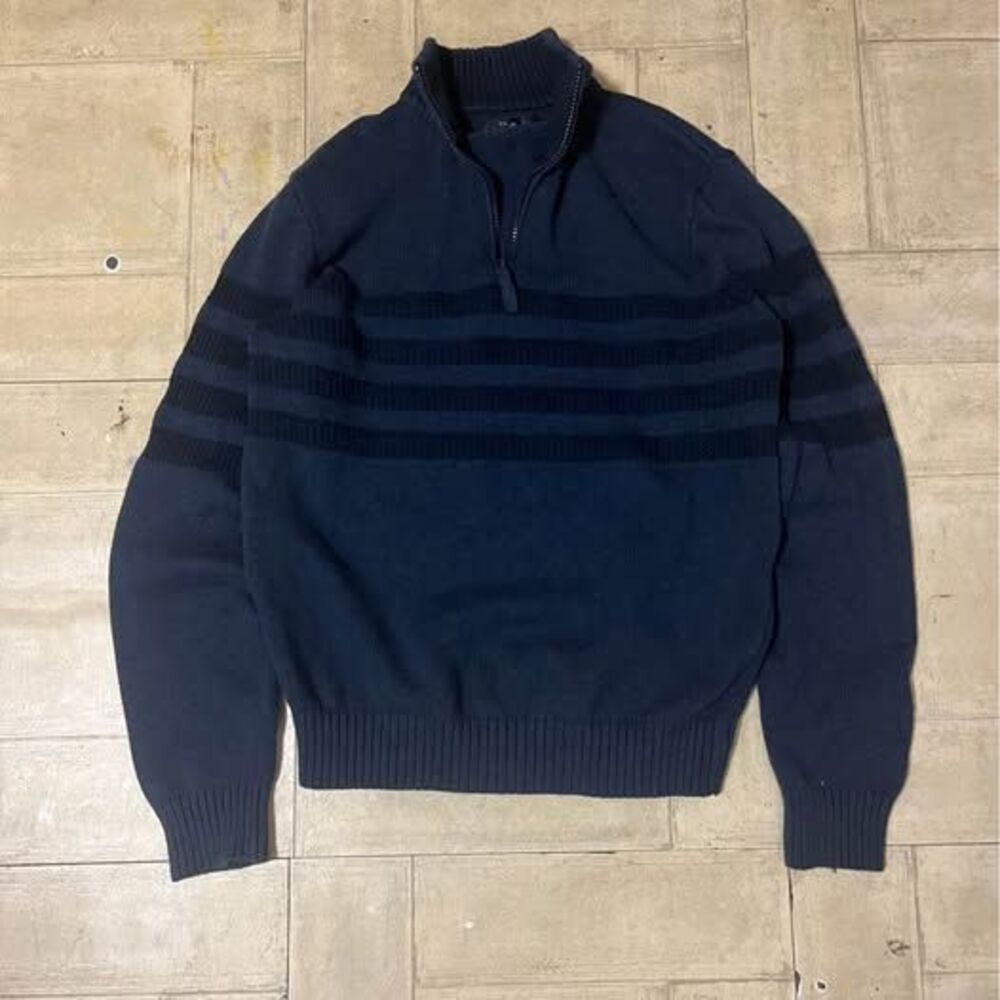 Tahari men's striped knit quarter-zip pullover sweater size large